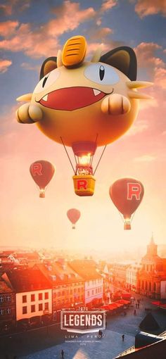 an advertisement for the nintendo wii game mario kart is flying through the sky with hot air balloons