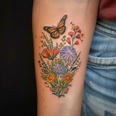 Wildflower Tattoo Design Set Quarter Sleeve Tattoos For Women, Wildflower Tattoo Design, Wildflower Tattoos, Gothic Tattoos, Quarter Sleeve Tattoos, Wildflower Tattoo, Wildflower Design, Sweet Tattoos, Floral Tattoo Sleeve