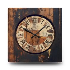 an old wooden clock with roman numerals on it's face and hands