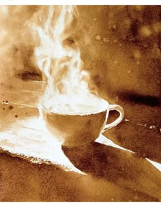 a coffee cup with steam coming out of it