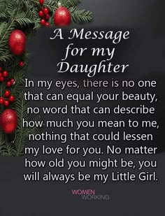 a message for my daughter on christmas day