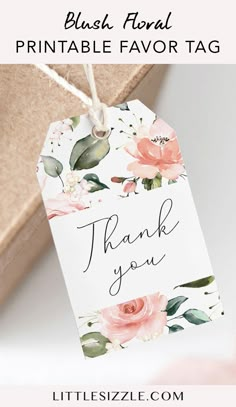 a gift tag that says blush floral printable favors tags