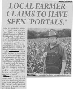 a newspaper article about local farmer claims to have seen portraits