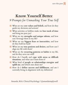 a poster with the words know yourself better and other things to do on it in pink