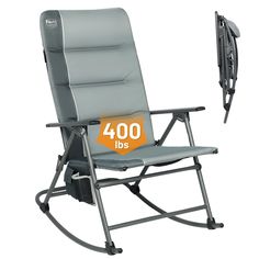 a gray rocking chair with the number forty on it's back and an orange sign that reads 40 dollars