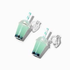 Claire's Mint Bubble Tea 0.5" Clip-On Drop Earrings Clip On Earrings For Kids, Cute Clip On Earrings, Claire’s Earrings, Claires Accessories, Mini Objects, Claires Earrings, Pandora Bracelet Charms Ideas, Diy Necklace Making, Claire's Accessories