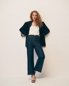 J.Crew: High-rise Slim Wide Jean In 1996 Semi-stretch For Women Suit Guide, Usa Swimming, Hair Wrap Scarf, Trench Dress, Wide Jeans, J Crew Men, Jcrew Women, Suit Shop, Scarf Hairstyles