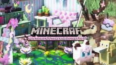 an image of a minecraft game with animals and plants in the foreground,