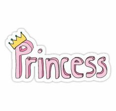 the word princess with a crown on it's head and pink lettering that says princess