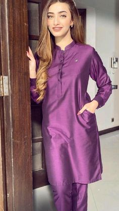 Pocket Dress Design Pakistani, Suit Degins Latest, Button Neck Design, Fashion Designer Aesthetic, Pakistan Actress, Dress Design Pakistani, Style Outfits Summer, Silk Dress Design