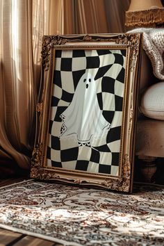 a framed photo with a ghost on it