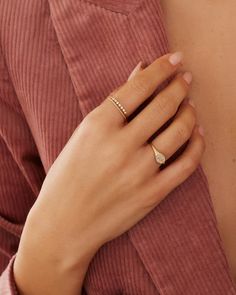 Diamond Pavé Signet Ring – gorjana Ring Stack Ideas, Signet Engagement Ring, Diamond Ring Stack, Earrings Stacking, Orange Agate, Ring Stack, 14k Gold Necklace, Gold Necklace Layered, Diamond Rings Bands