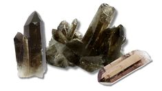 three different types of crystals sitting next to each other