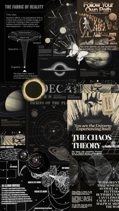 an image of some sort of poster with different types of things on it, including planets and