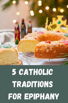 a table topped with lots of cakes and bundt cake covered in frosting next to a christmas tree