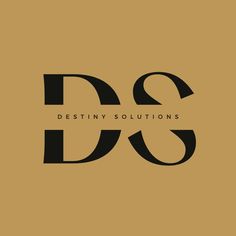 the logo for destiny solutions is shown in black and gold colors on a beige background