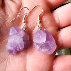 Brand New Handmade Freeform Rough Raw Natural Amethyst Point Earring 23*18*13mm Amethyst Point, Raw Amethyst, Amethyst Earrings, Earrings Color, Purple Amethyst, Color Purple, Handmade Jewelry, Amethyst, Jewelry Earrings