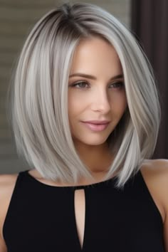 Trendy bob hairstyle ideas | hairstyle tutorial ideas Womens Angled Bob Haircuts, Long Bob Haircuts With Highlights, Long Bob From The Back, Shoulder Length Bob Grey Hair, Angled Long Bobs, Stacked Lob Haircut For Fine Hair, Long Bob Hairstyles Grey Hair, Blonde Bob Hairstyles 2024, Silver Lob Haircut