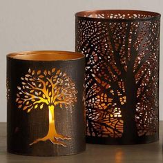 Copper-plated Iron Lantern with Tree of Life cutout lifestyle Ceramic Luminary, Moroccan Candles, Tin Can Lanterns, Indian Motif, Iron Lantern, Tea Light Lanterns, Ceramic Lantern, Diwali Lights, House Items