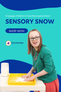 This image contains: A young girl playing with sensory snow Emotions For Kids, Sensory Snow, Types Of Environments, Sensory Kids, Sensory System, At Home Science Experiments, Calming Techniques, Indoor Recess, Early Childhood Learning