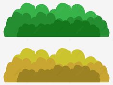 two green and yellow trees with clouds in the sky, illustration, cartoon png and psd