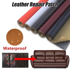 leather repair patch for sofas and loveseat with waterproofing sealant