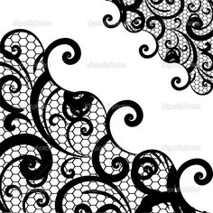 black and white lace with swirls on the edges stock photo, royalty illustration and clipart