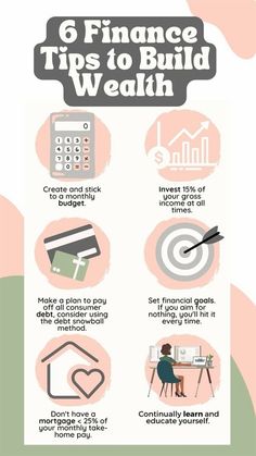 a poster with the words 6 finance tips to build weak