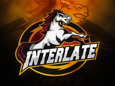 an image of a horse that is in the middle of a logo for a sports team