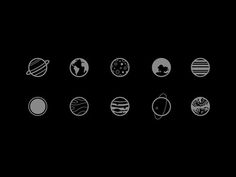 the solar system in black and white on a dark background with text that reads,