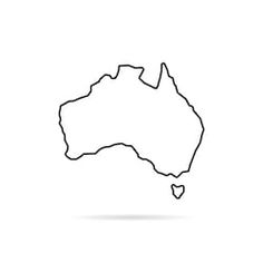 the outline of australia map with heart shape on white background stock photo - budget conscious travel