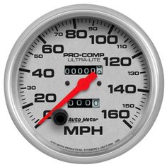 an analog speedometer with the words mphh on it's face and red pointer