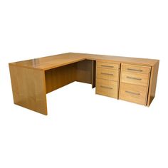 an office desk with two drawers on each side