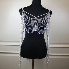 Luxury Rhinestone Body Chain Set / Glamorous Outfits Rhinestone Body Chain, Chain Shirt, Crystal Bra, Glamorous Outfits, Chain Bra, Luxe Design, Laura Geller, Belly Chain, Issey Miyake