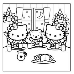 the hello kitty coloring pages are ready to be used for your child's room