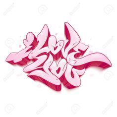 the word love written in pink spray paint on a white background stock photo and royalty