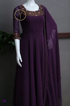 Georgette Churidar Design, Simple Kurti Designs, Stitching Dresses, Long Kurti Designs, Long Gown Dress