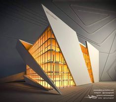 an architectural rendering of a building that looks like it is made out of glass and wood