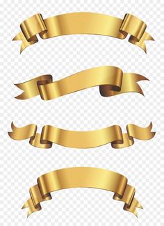 gold ribbon banners on transparent background