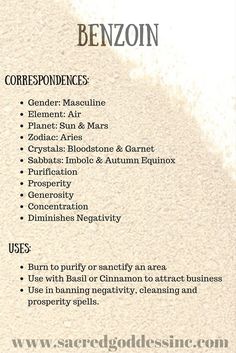 Herbal Correspondences, Cardamom Magical Properties, Herbal Correspondences Witchcraft, Benzoin Magical Properties, Encyclopedia Of Magical Herbs