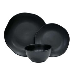 black dinnerware set on white background