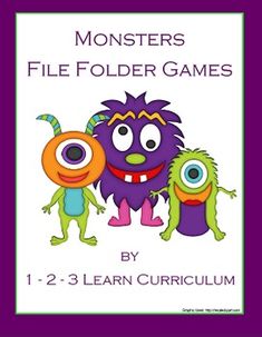 monsters file folder games by 1 - 2 - 3 learn curioum