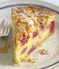 a piece of cake on a plate with a fork