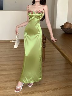 ⚡Buy 2024 Sexy Spaghetti Strap Floral Satin Maxi Dress Green S under $38.00 in Dresses at AnotherChill.com Online. Style: Casual/Street/Hip Pop/Punk/Vintage/Vacation/Sexy Fabric Content: Polyester Fit Type: Slim Fit Neckline: U Neck Length: Maxi Dress. ✓2024 S/S OUTFITS. Check reviews and buy Sexy Spaghetti Strap Floral Satin Maxi Dress today.