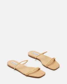 TAHITI Raffia Strappy Sandal | Women's Sandals – Steve Madden Steve Madden Store, Apparel Merchandising, Leather Socks, 5 Inch Heels, Tahiti, Strappy Sandals, Women's Sandals, Slide Sandals