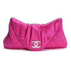 Chanel Hot Pink Quilted Satin Half Moon Clutch 0.5lb Chanel Chanel Bags, Half Moon, Clutch Handbag, Chanel Bag, Hot Pink, Night Out, Chanel, Bag Lady, Diamonds