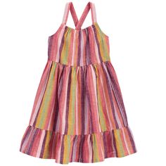 New With Tags ~ Never Worn Toddler Girls Carter's Striped Linen Blend Dress Size 3t Product Features Crafted In A Soft Cotton And Linen Blend, This Sleeveless Dress Is Perfect For Warmer Weather. Features: Sleeveless Tiered Design Pre-Washed For Softness Fabric & Care: 55% Linen, 45% Cotton Imported Machine Washable Clothes Polyvore, Striped Linen Dress, Kid Clothes, Girls Stripes, Review Dresses, Toddler Girl Dresses, Family Outfits, Baby & Toddler Clothing, Striped Linen