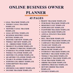 a pink and black business planner with the words,'online business owner planner '