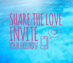 the text share the love inverte your friends on a blue background with an image of a cell phone