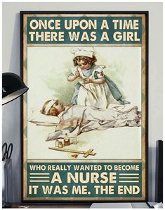 there is a poster with an image of a nurse and a child on the floor